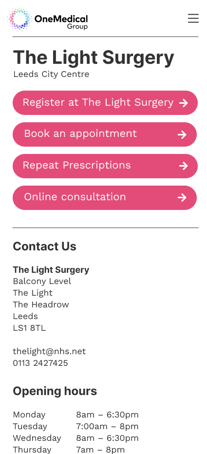 NHS patient mobile view