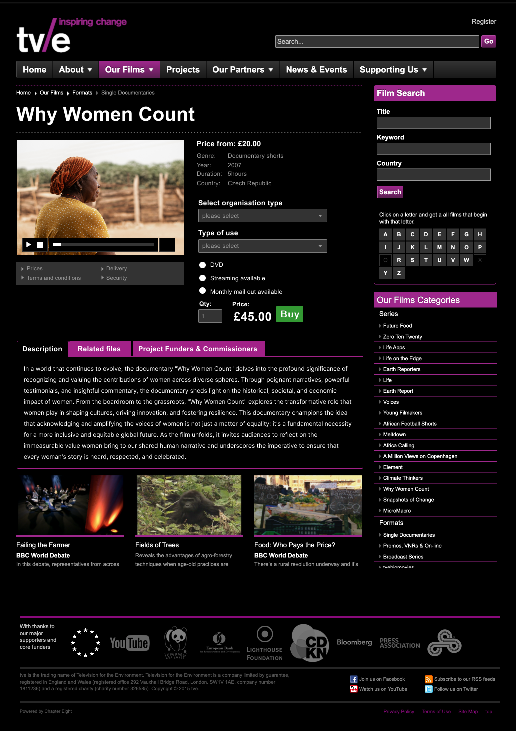 TVE wireframe of the website